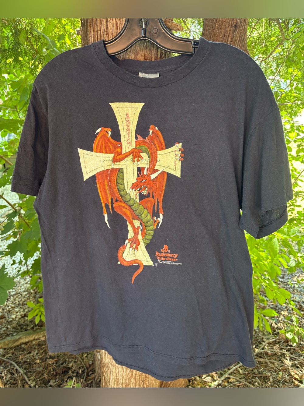 Vintage 1989 Brockum Alchemy Gothic Battle Dress Black Single Stitch T-Shirt L